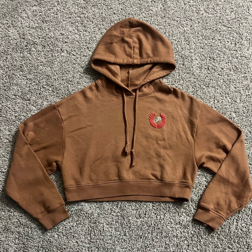 Brown Cropped Hoodie with Hood, by Pink - Picture 3 of 4